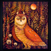 Eule (2009) | 50 x 50 cm | �l und Acryl auf Leinwand