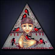 Gimpel (2012) | 40 x 40 x 40 cm | Acryl auf Leinwand